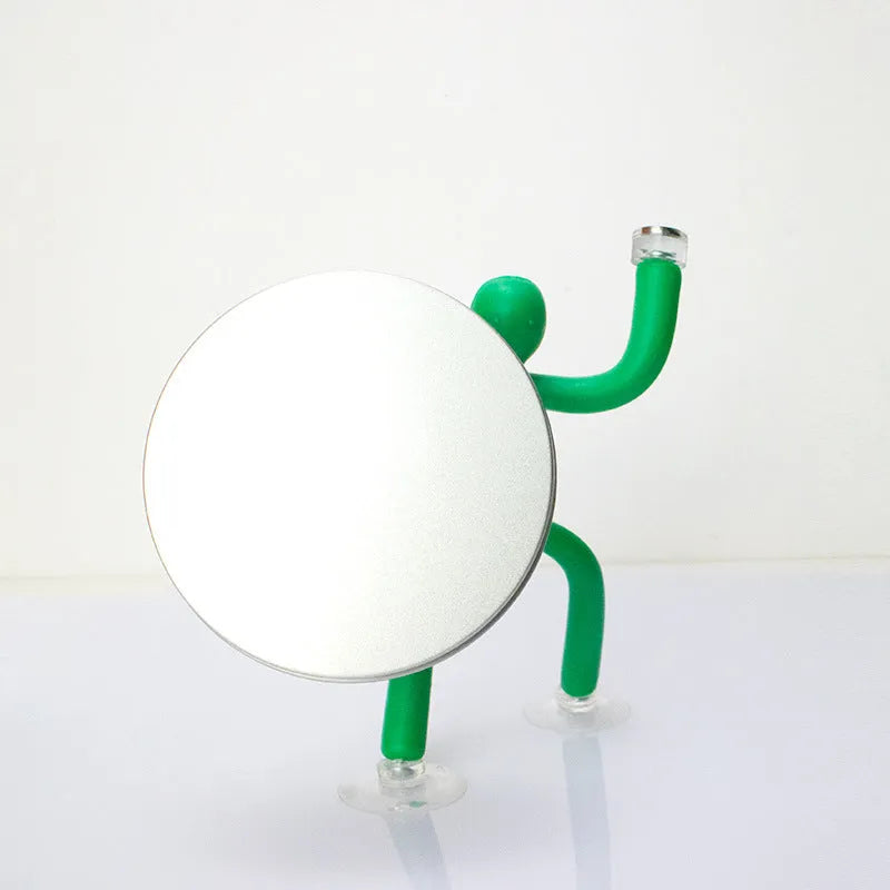Green plastic decompression toy figure in iron box with reject anxiety text, for desk decoration and stress relief