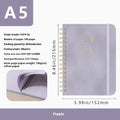 A5 size PU leather notebook with metal coil binding in various colours for 2024 and 2025.