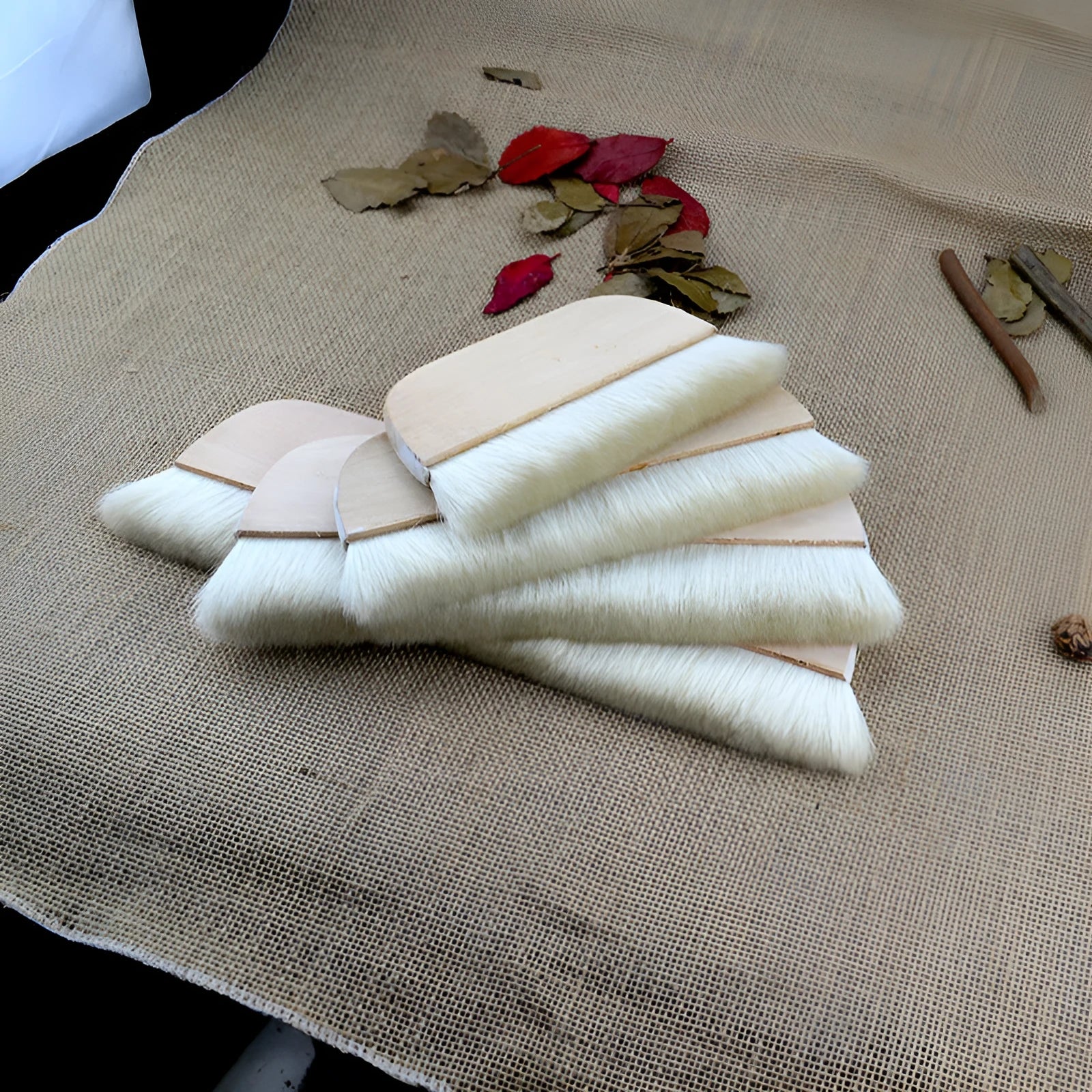 Wool brush for art mounting paste and board shading in picture colour