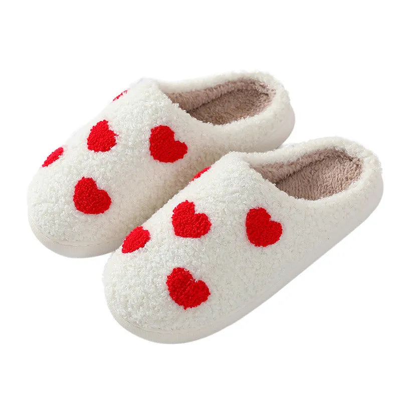 Women's plush cartoon love slippers with PVC soles in Big Love design