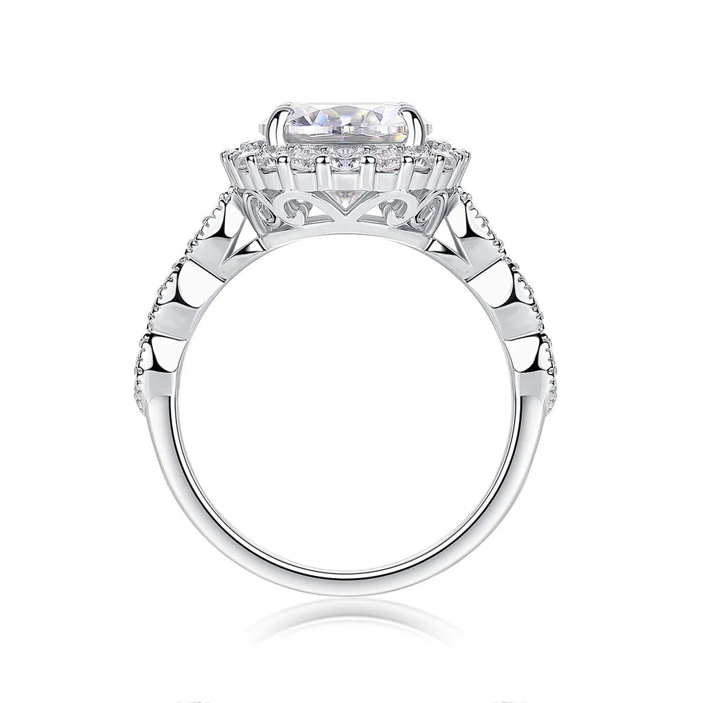 3 carat moissanite wedding ring set on S925 silver with platinum plating and GRA certificate