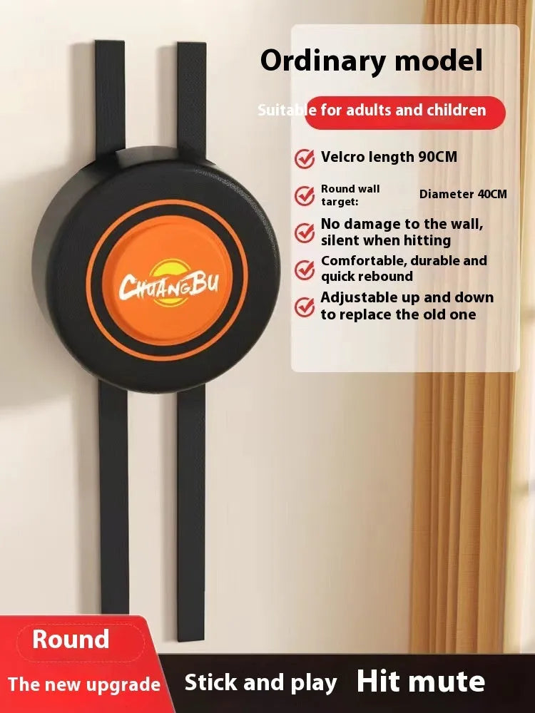 Hanging wall-mounted PU boxing sandbag target for home fitness training.