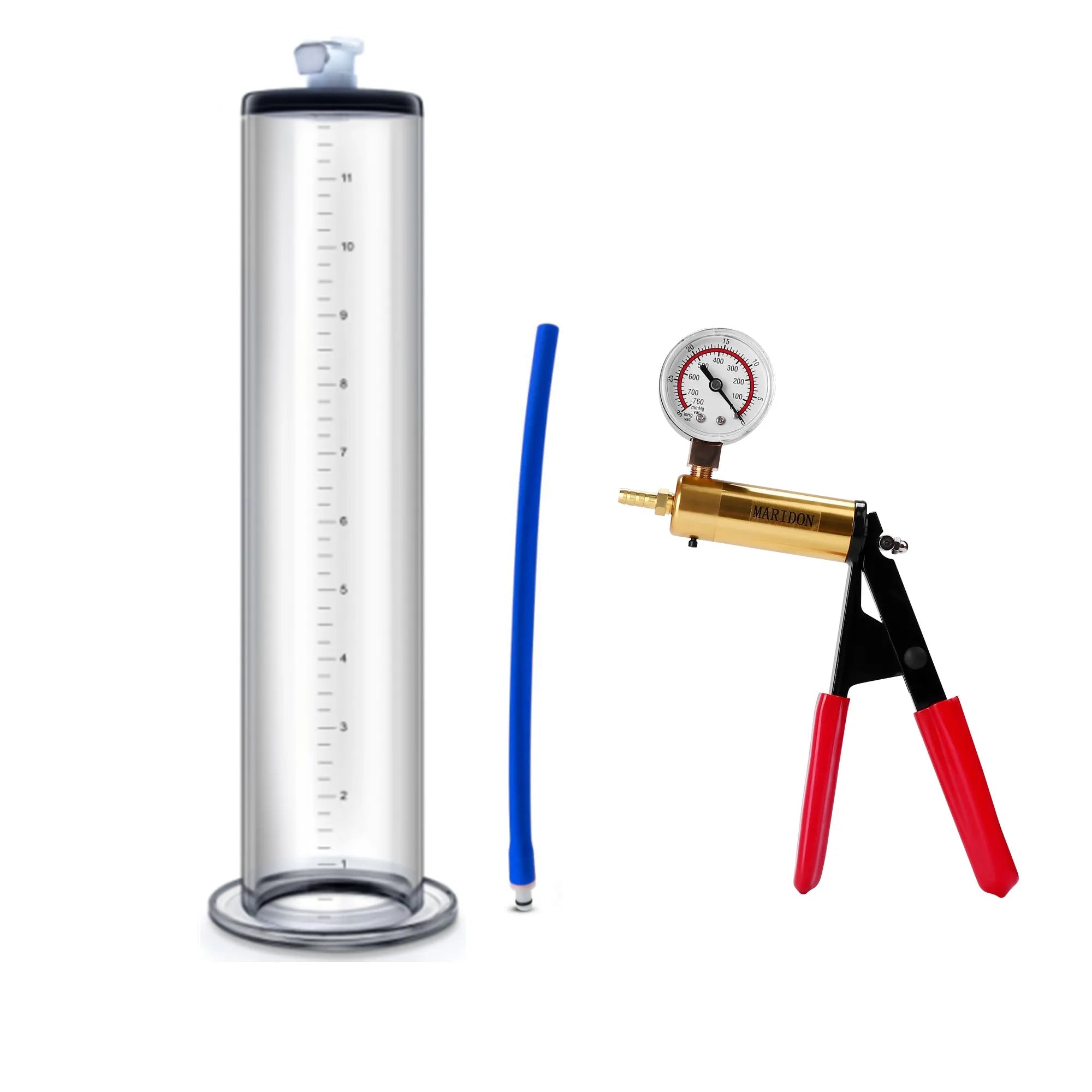 Handle flange cylinder display gym equipment workout kit with silicone pump and extender in 9 and 12 inch sizes