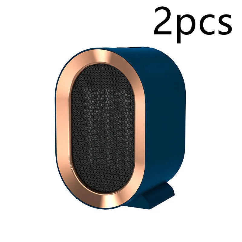 Desktop electric heater with ceramic heating element in choice of colours with international plug options
