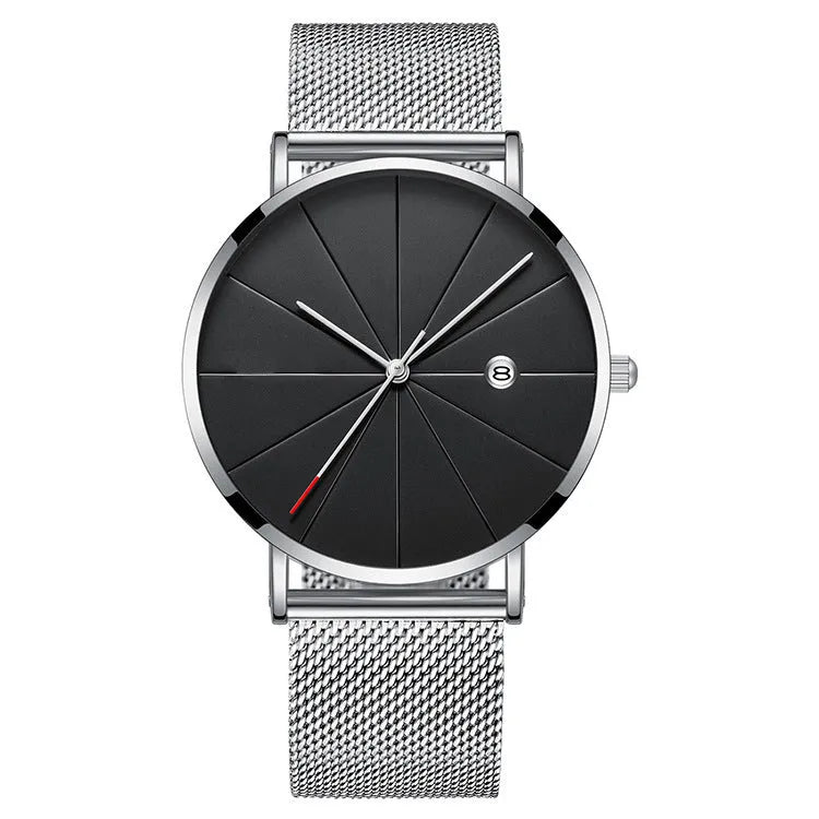 Simple Calendar Watch Male Creative Waterproof Quartz Watch Stainless Steel Mineral Glass 40mm Case 20mm Strap 9mm Thickness 30 Metres Water Resistance 13 Colour Options