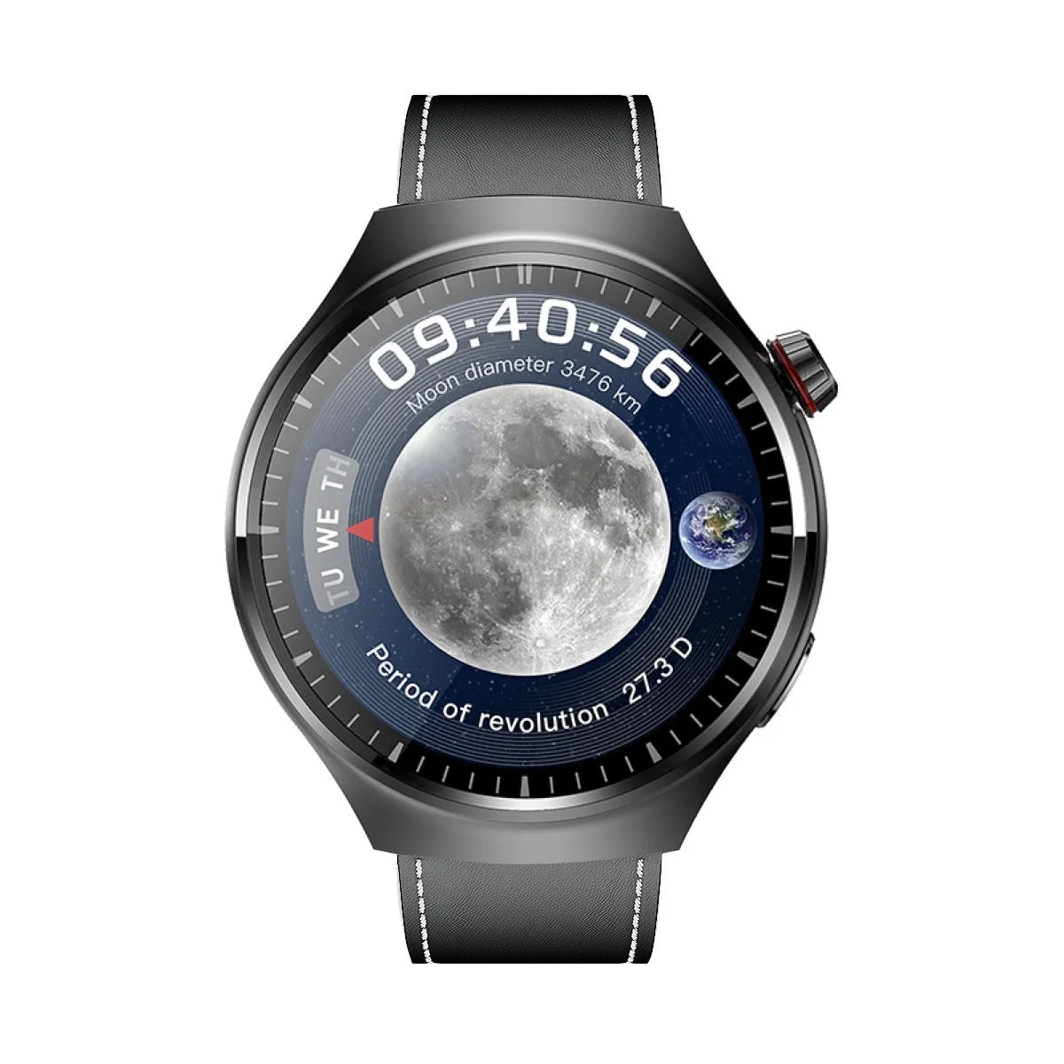 Smart watch with heart rate and blood pressure monitoring, TFT screen, black steel strap, wireless charger