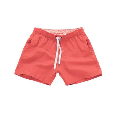 Men's summer beach shorts in multiple colours, polyester fabric with sanded finish, straight leg style