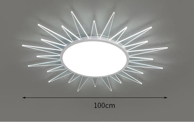 Modern round aluminium LED ceiling lamp with remote control for dimming, available in four sizes