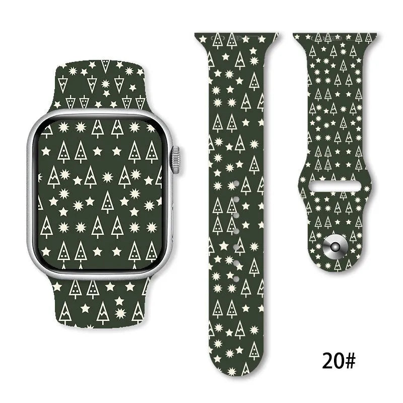 Christmas silicone watch strap in solid colour style 01, fitting 38-49mm watch cases with push-pin fitting