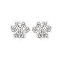 Pair of 925 sterling silver cat's paw stud earrings with full zircon surface, silver colour, 1.5 cm diameter