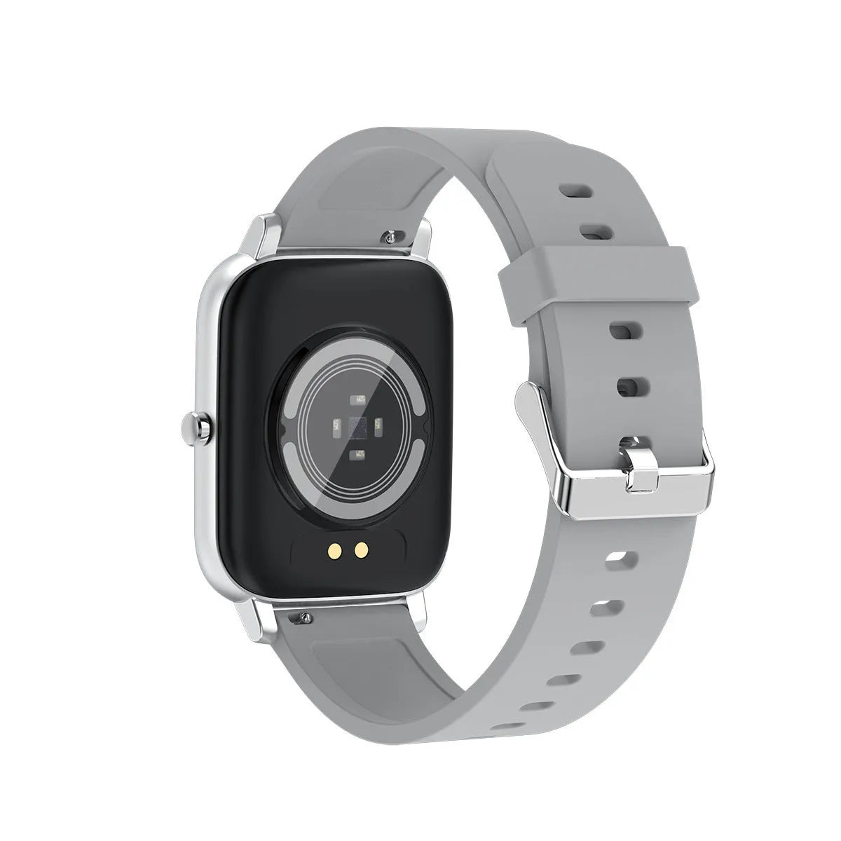 H80 smart watch with black silicone strap showing ECG and blood oxygen readings on its round screen.