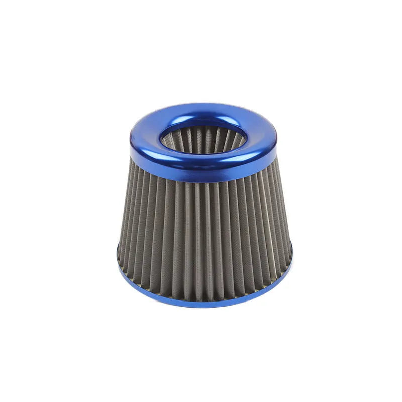 Baked blue aluminium alloy large flow intake mushroom head air filter for universal vehicle fitment with clamp