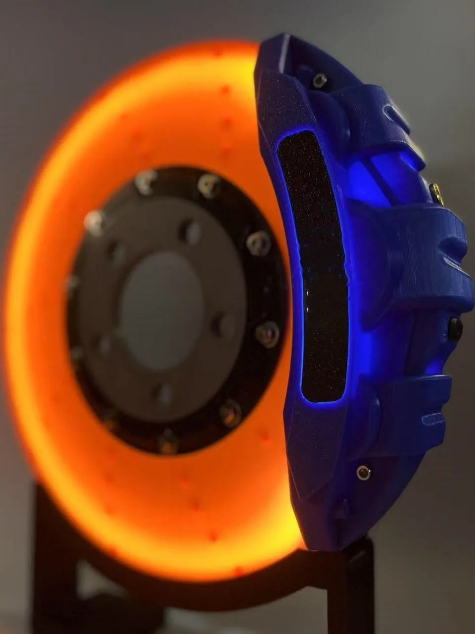 Brake disc design LED desktop night light with coloured caliper and touch switch