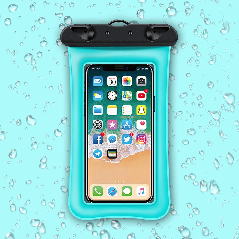 Double airbag mobile phone waterproof bag with 45cm rope in various colours