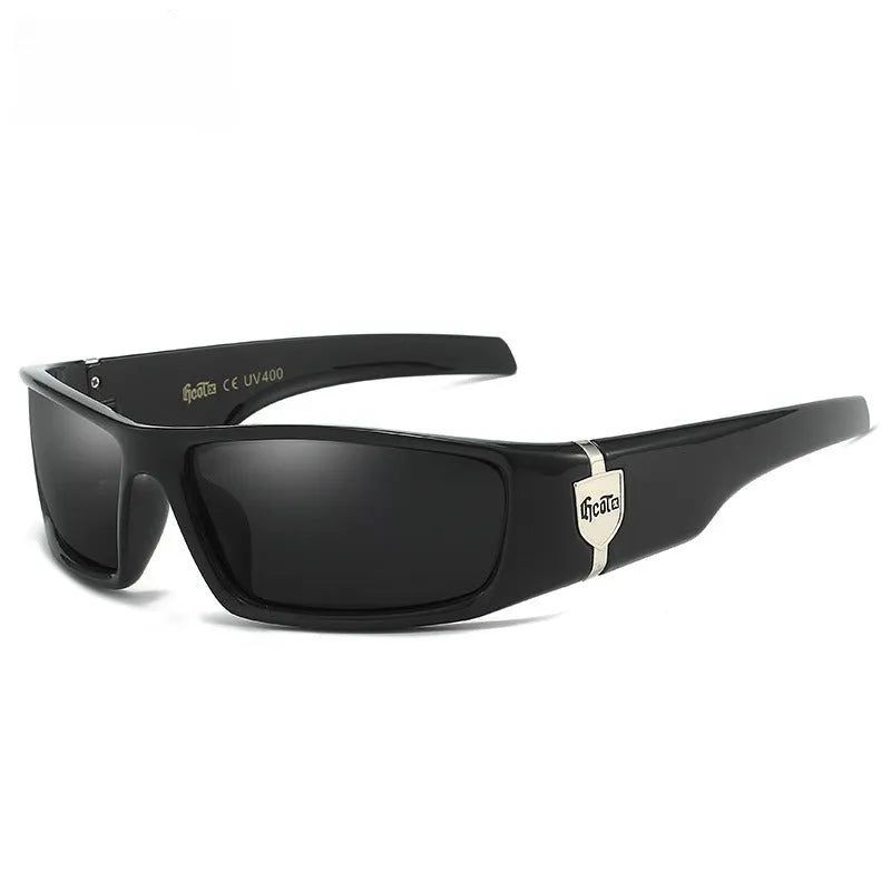 Bandit style hip hop polarized sunglasses model G613, PC lenses, box frame, available in multiple colours