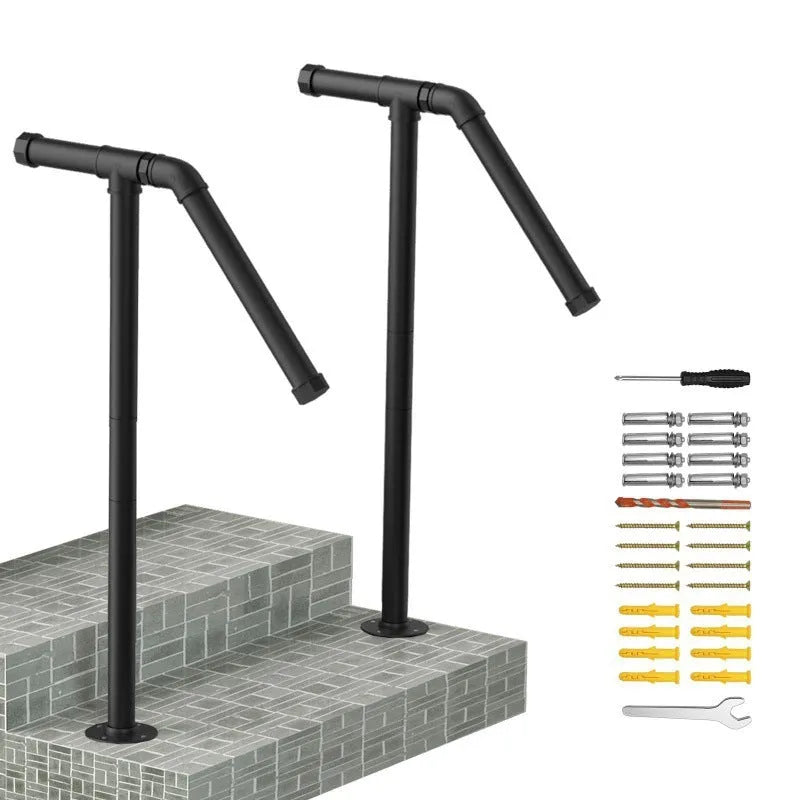 Black metal ladder support in American minimalist design for step ladder stabilisation