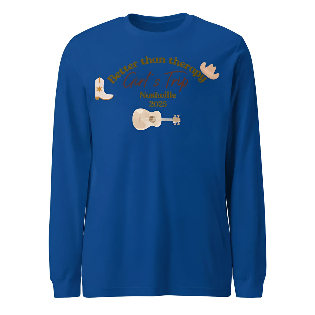 Blue men's loose fit sweater with printed letter patterns, round neck, medium thickness polyester construction
