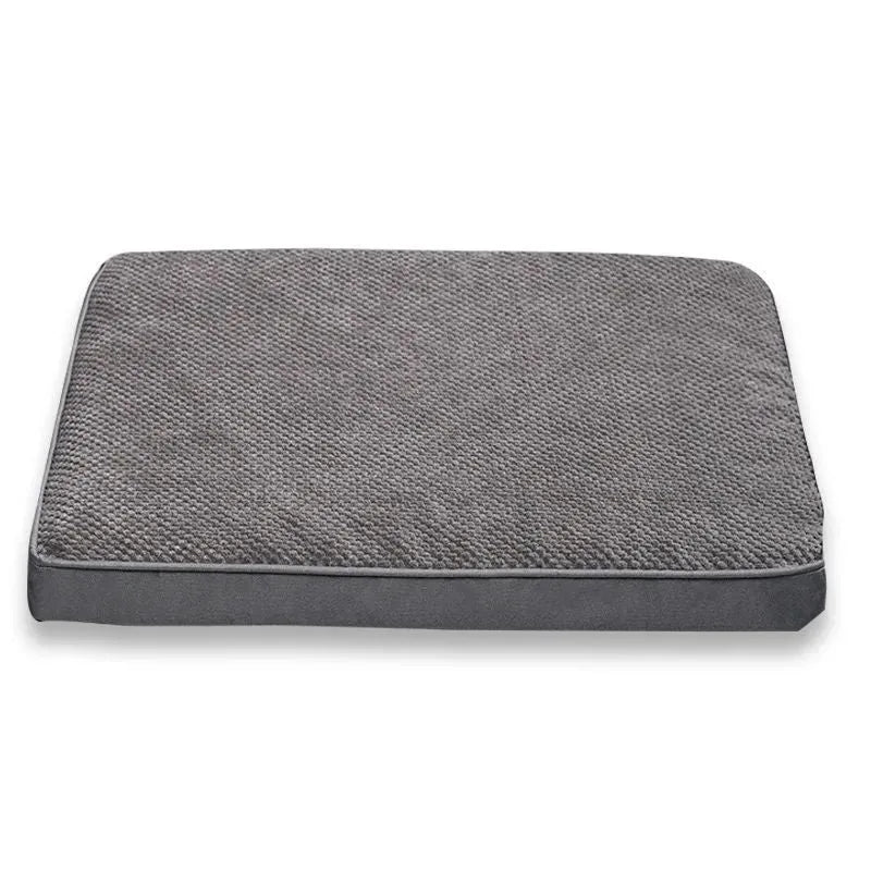 Pet memory foam mat for small medium large dogs in grey colour with removable washable cover on floor