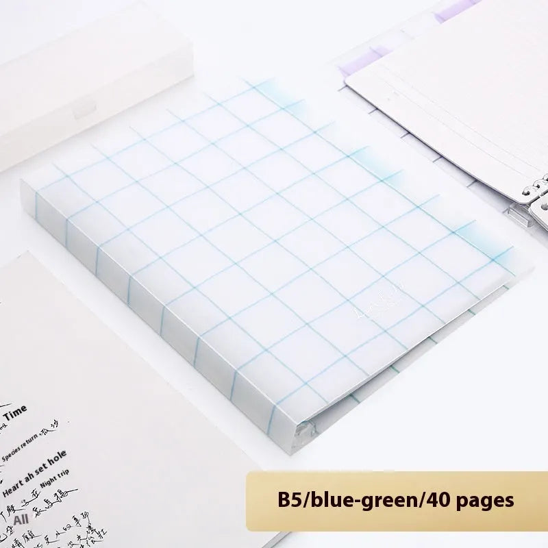 Loose spiral notebook refill with transparent PP cover and raw wood pulp paper in A5 size