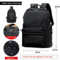 Fashion Simple Travel Bag Trendy Cool Male College Student Computer School Bag in black Oxford spinning fabric