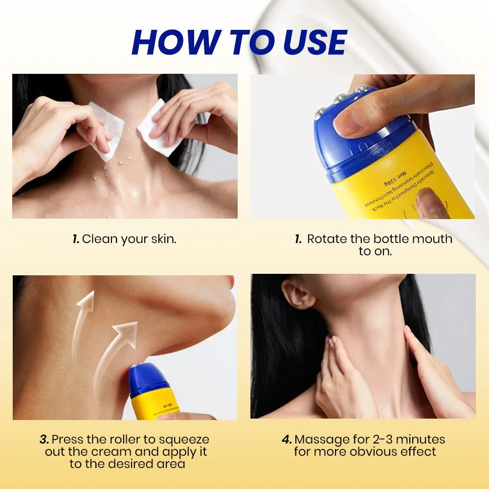 KOEC Polypeptide Moisturising Neck Cream 120g with steel ball applicator, light grain texture