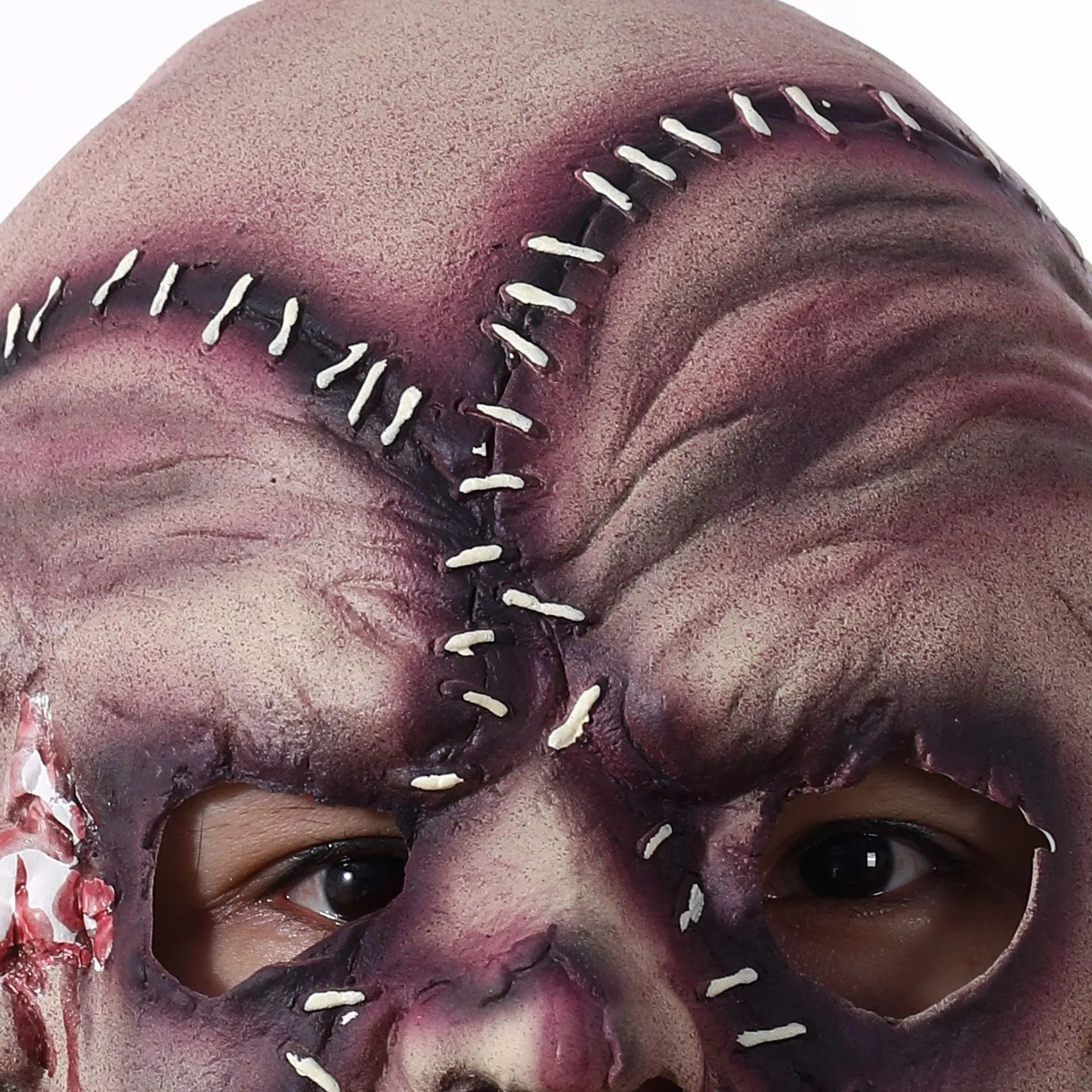Three-sided grimace horror Halloween mask in natural latex for adult costume parties