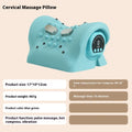 Blue-green portable neck massage pillow with hot compress and EMS therapy functions