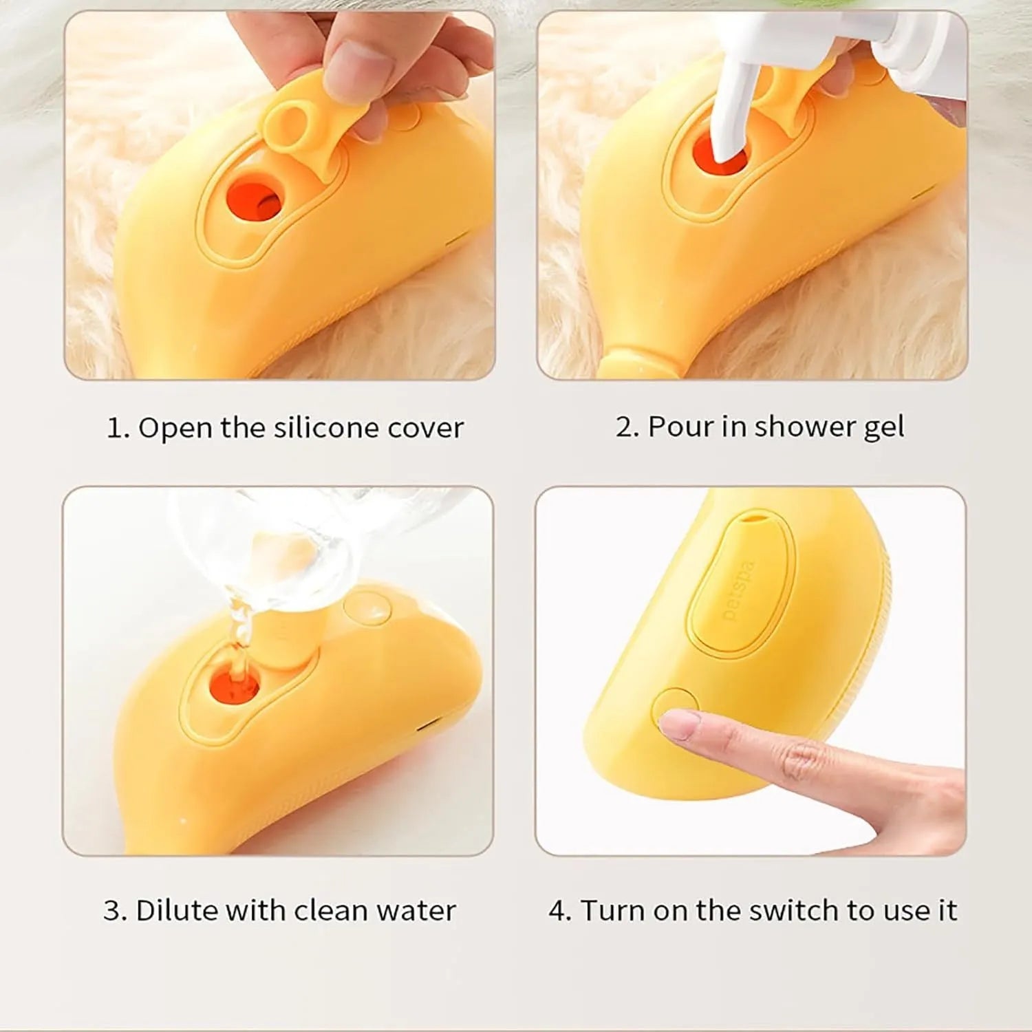 Green rechargeable 3-in-1 cat steam brush with silicone teeth for grooming and massage.