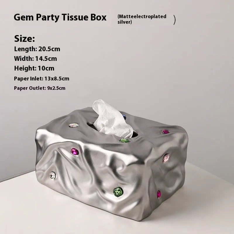 Ceramic tissue box in matte coconut milk white or silver electroplated finish