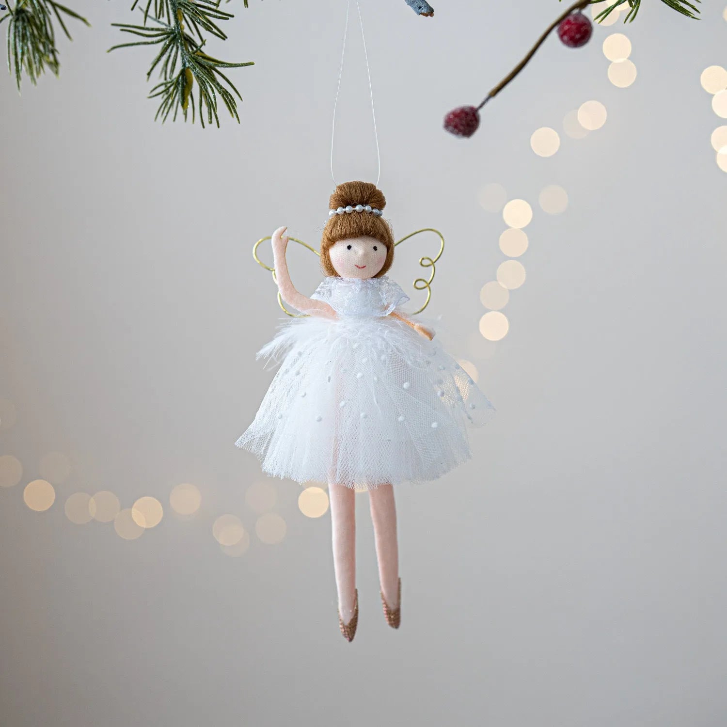 Pink or white cloth plush ballet girl angel doll pendant with hanging chain