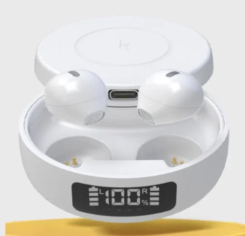 Wireless earbuds Bluetooth 5.0 semi-in-ear headset with charging case in black colour