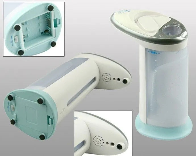 Black automatic liquid soap dispenser with sensor and non-drip spout for touchless operation