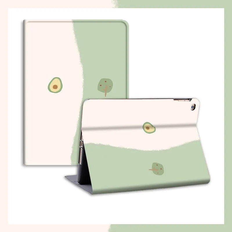 Literary avocado silicone protective case for Apple iPad, cartoon style