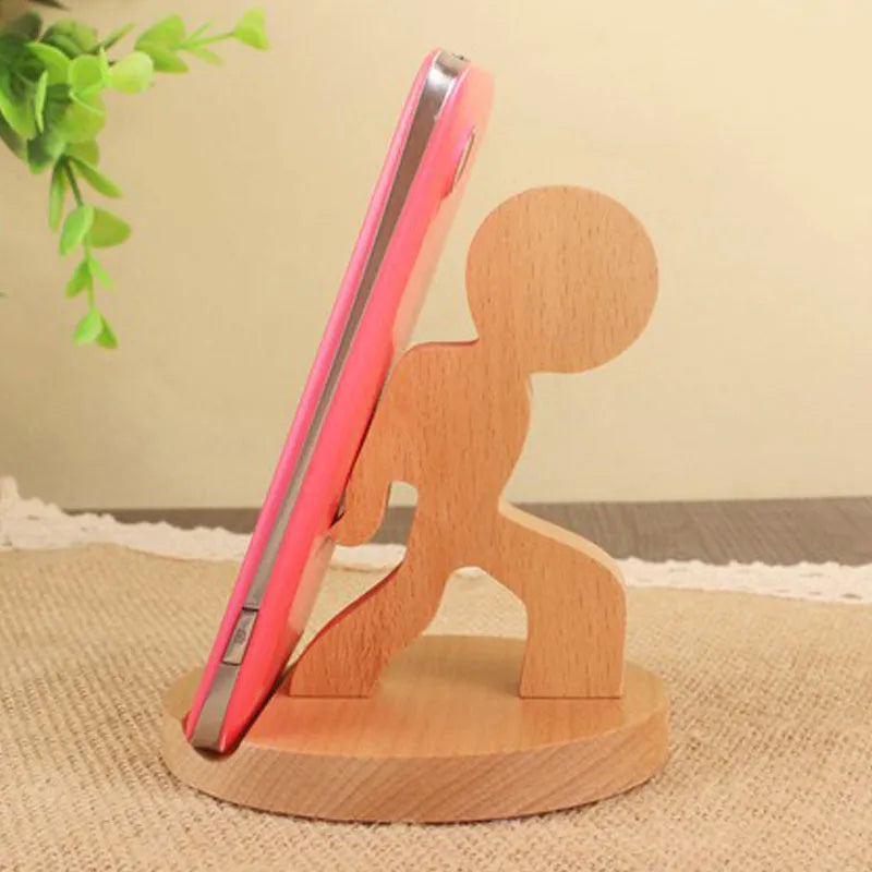 Decorative resin mobile phone stand in a choice of styles including animal figures and wood-effect designs.