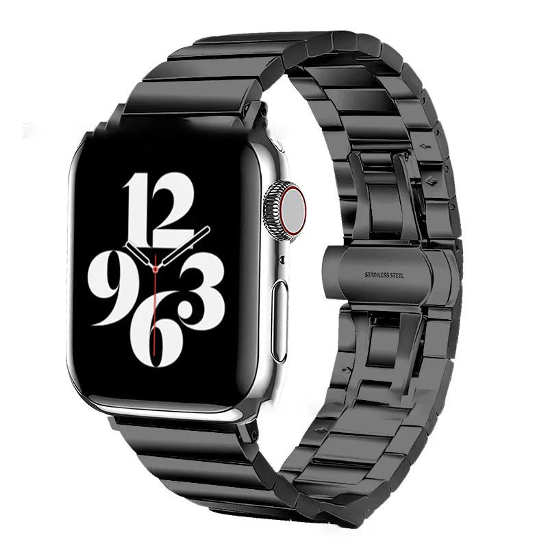 Stainless steel watch strap with bamboo bow buckle for Apple Watch 42mm size