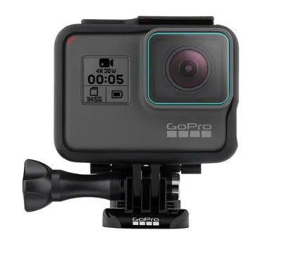 Transparent 9H tempered glass screen and lens protector film for GoPro Hero 5, 6, 7 cameras
