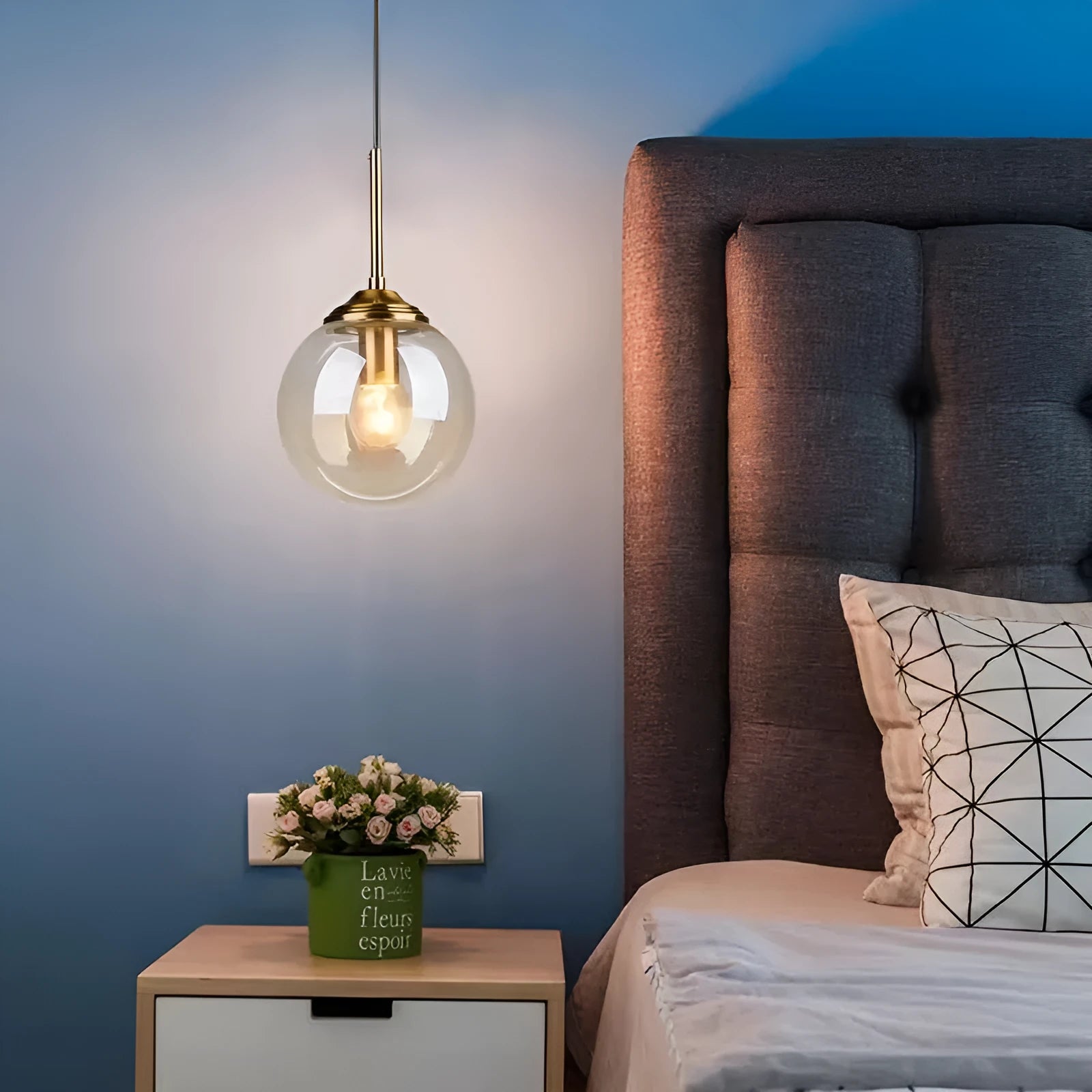 Nordic style round glass ball chandelier in contemporary home setting