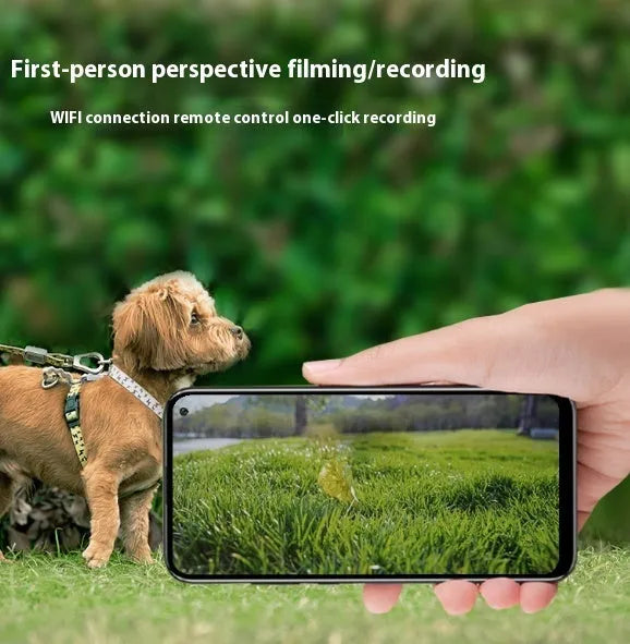 Black Wi-Fi neckband wearable camera recorder with compact dimensions.