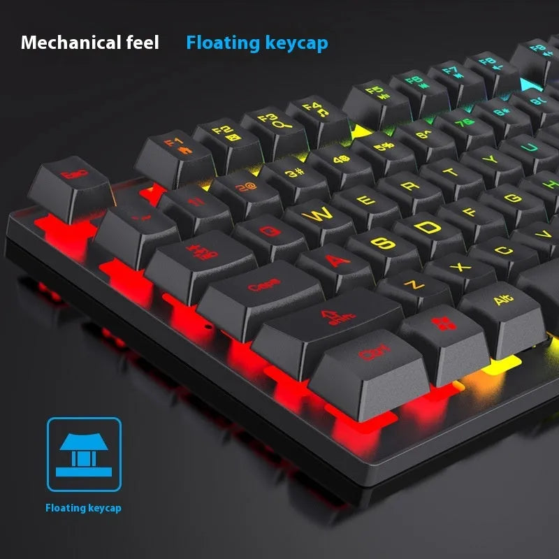 Black 104-key mechanical keyboard with backlight and 1.5m cable, compatible with Windows PCs
