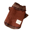 Autumn winter dog skirt with check pattern and thermal wool lining, featuring stretchable knitted fabric for small and medium dogs