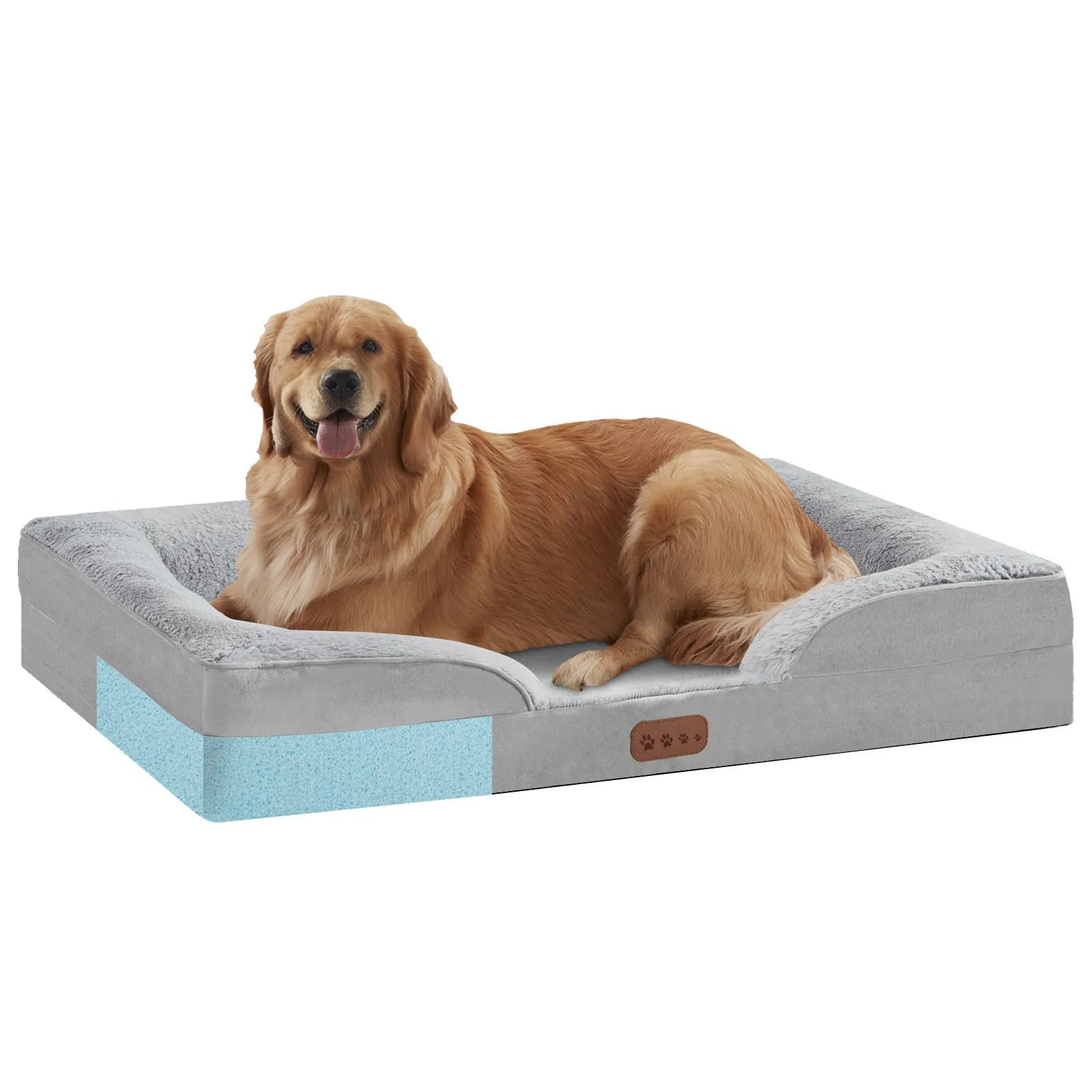 Memory foam cat bed size L with light grey cloth cover and detachable design