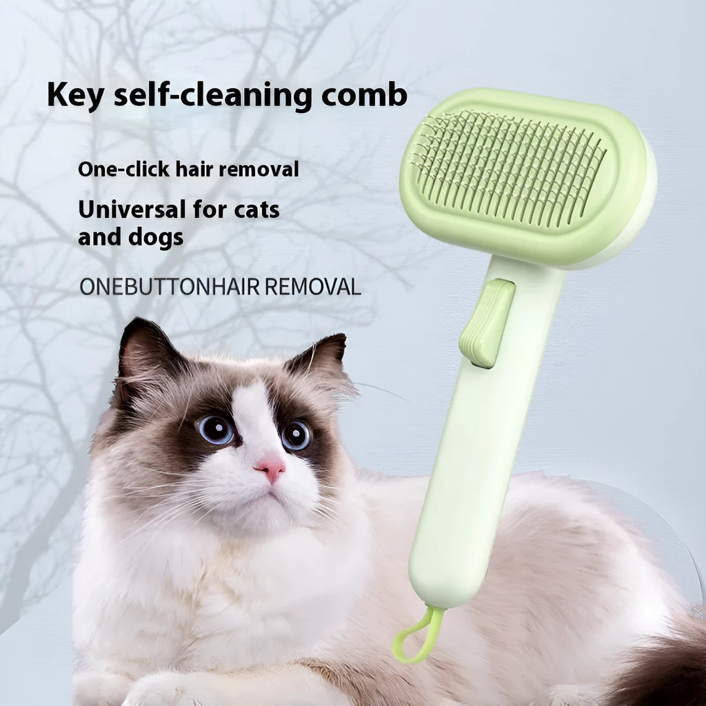 Large pet grooming comb for cats and dogs with stainless steel blades, shown in light grey colour