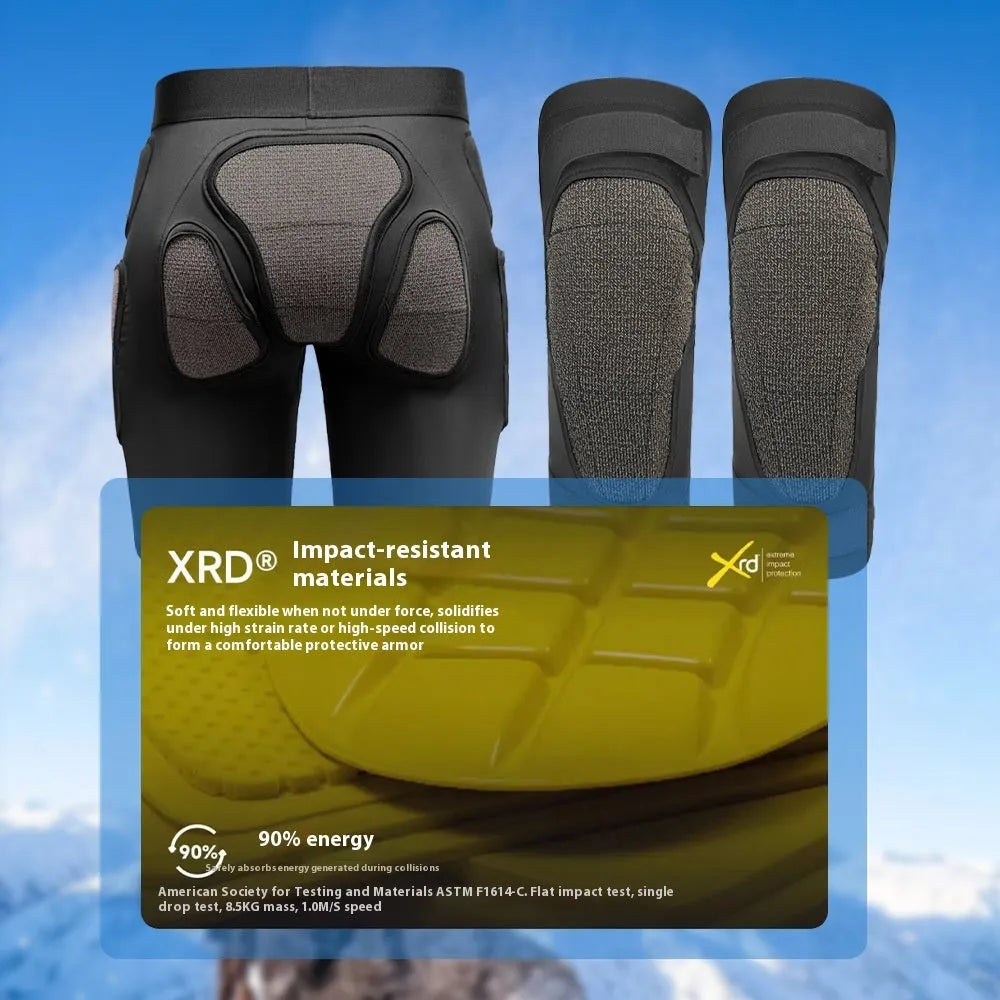 X-ray diffraction colour ski protective hip pads and knee pads for multi-sport inner wear.
