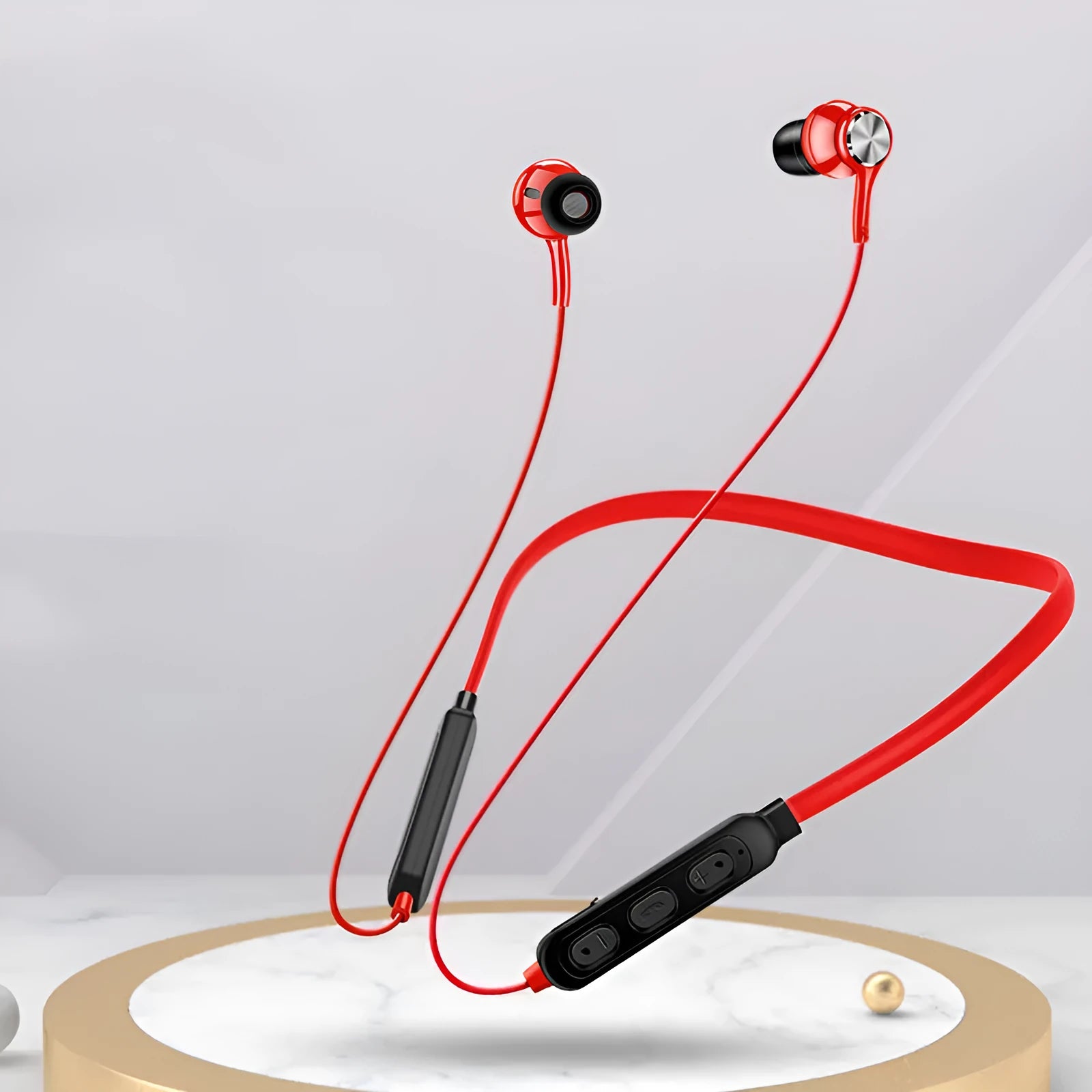 G03 neckband sports Bluetooth earphones in black, red, and white colour options showing neck-worn design