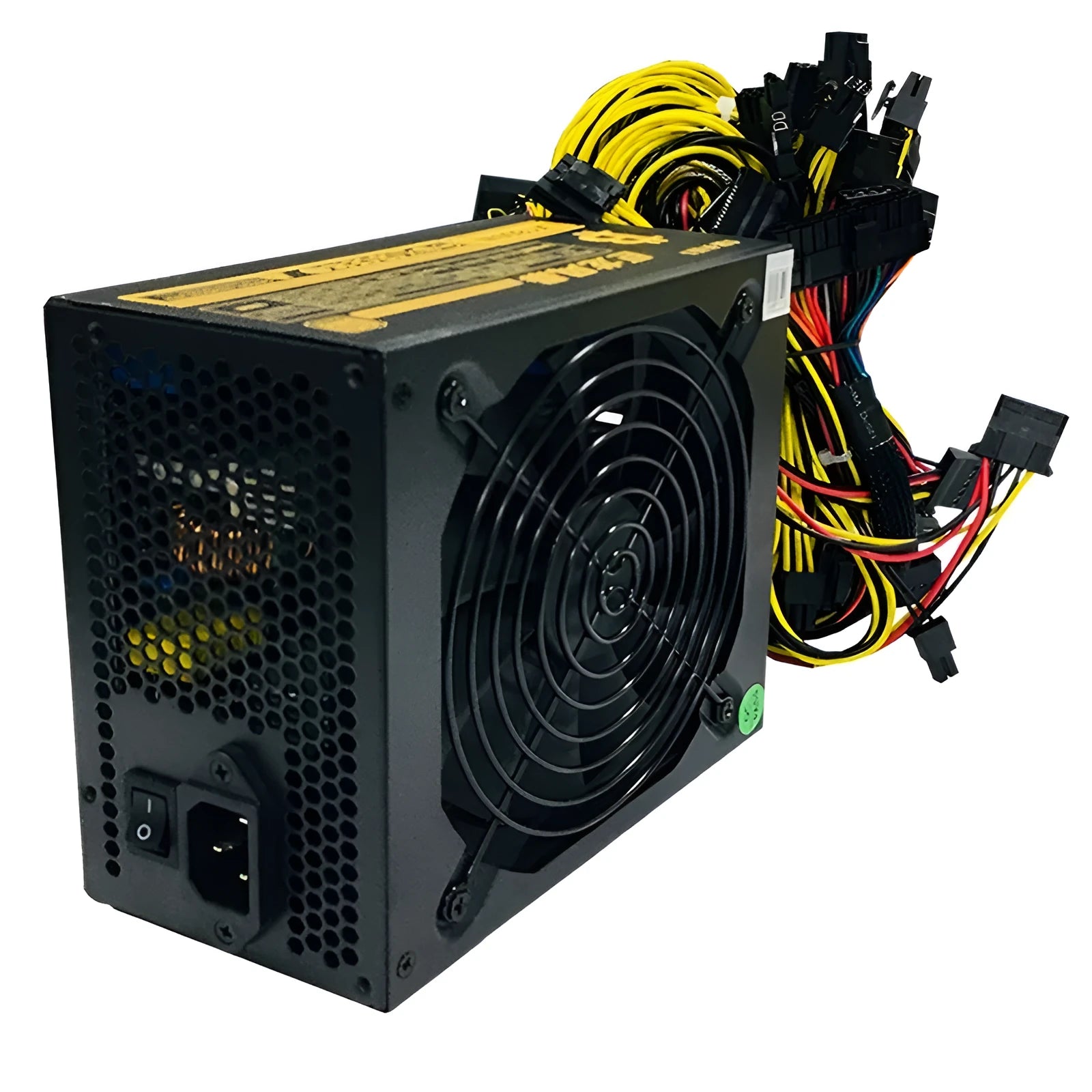 Black full voltage 110V computer server power supply unit with multiple cable connectors.