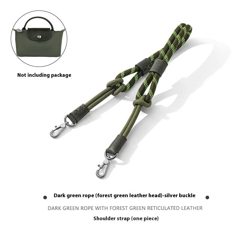 Braided nylon and cowhide leather crossbody strap with alloy buckle for bag modification
