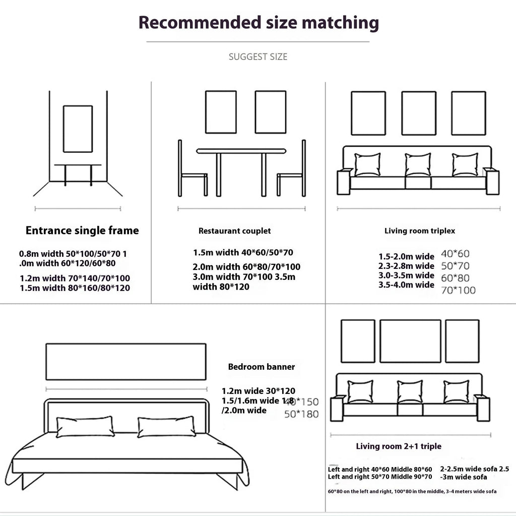 Modern frameless decorative hanging painting on canvas with solid wood frame in six available sizes