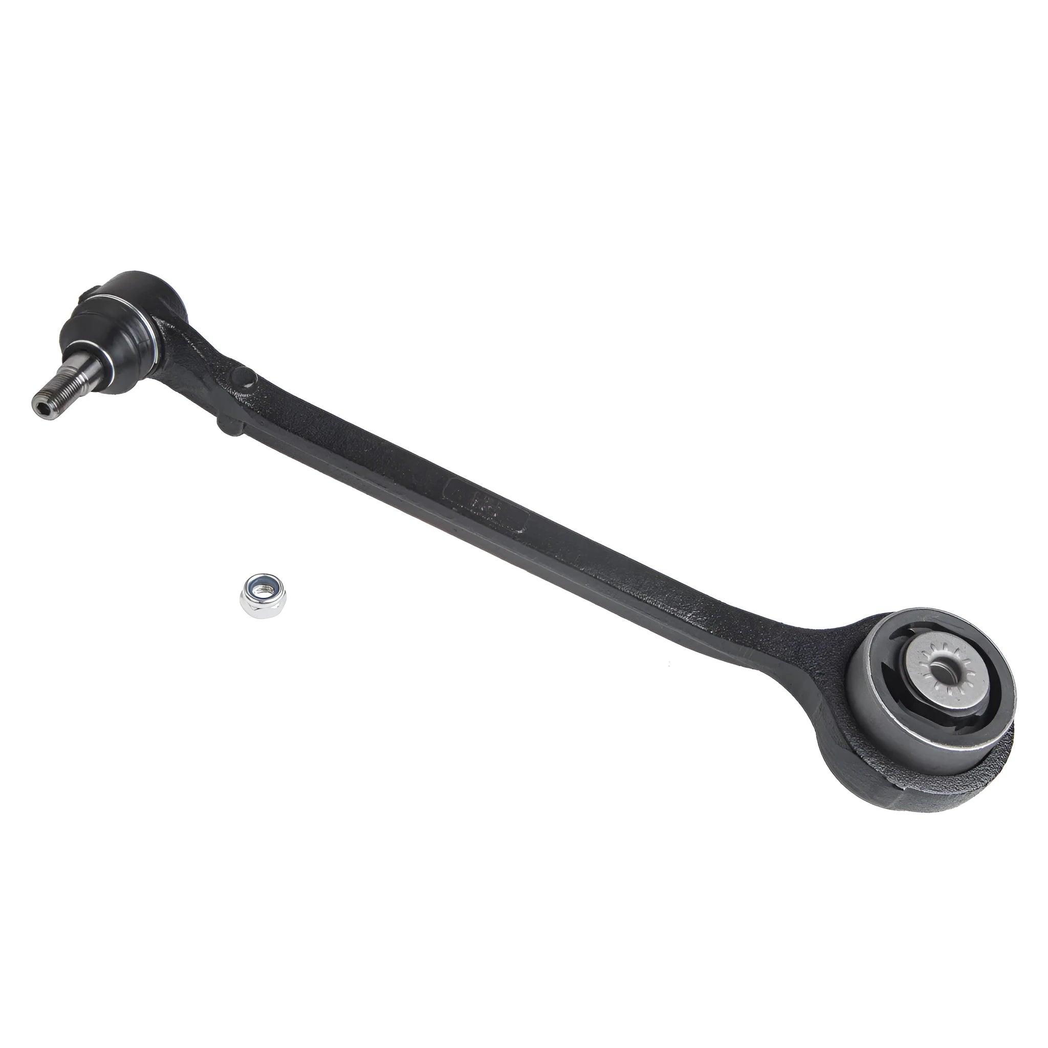 Black automobile swing arm control arm for Chrysler and Dodge vehicle suspension systems