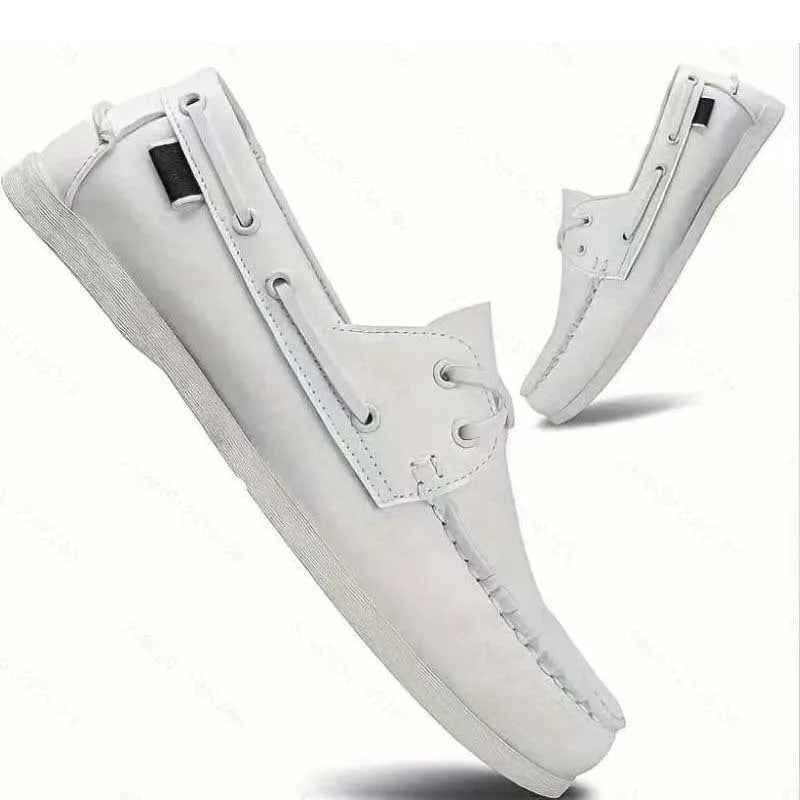 Men's British style casual shoes with artificial PU leather upper and flat heel