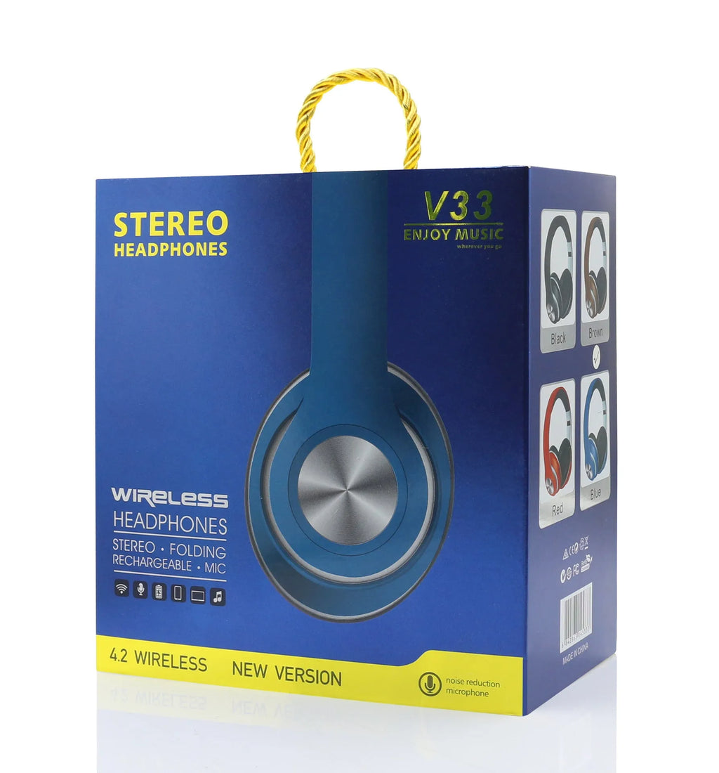Private Mode 5.0 folding wireless stereo headphones in black with button controls and Bluetooth 5.0 connectivity
